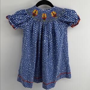 Southern Sunshine Kids polka dot smocked top Thanksgiving turkey dress sz 2